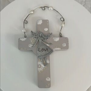 Gray Angel Cross Wall Decor